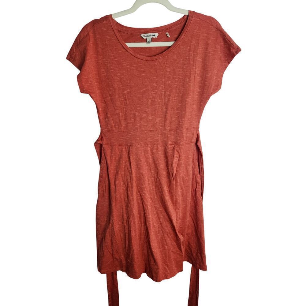 Toad and & Co Cue Wrap dress sz S pockets orange gorpcore eco outdoors recycled